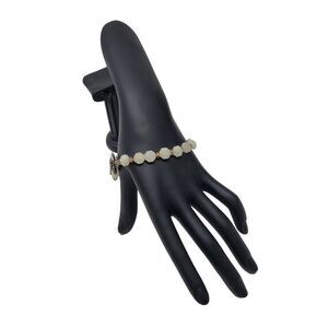 Artisan Handmade 925 Sterling Silver White Quartz Bicone Beaded Bracelet Healing